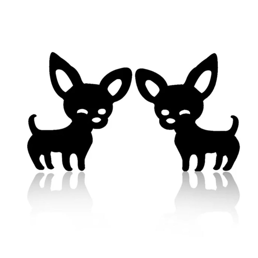 BLACK Chihuahua Minimalist Stainless Steel Stud Earrings with Gift Bag